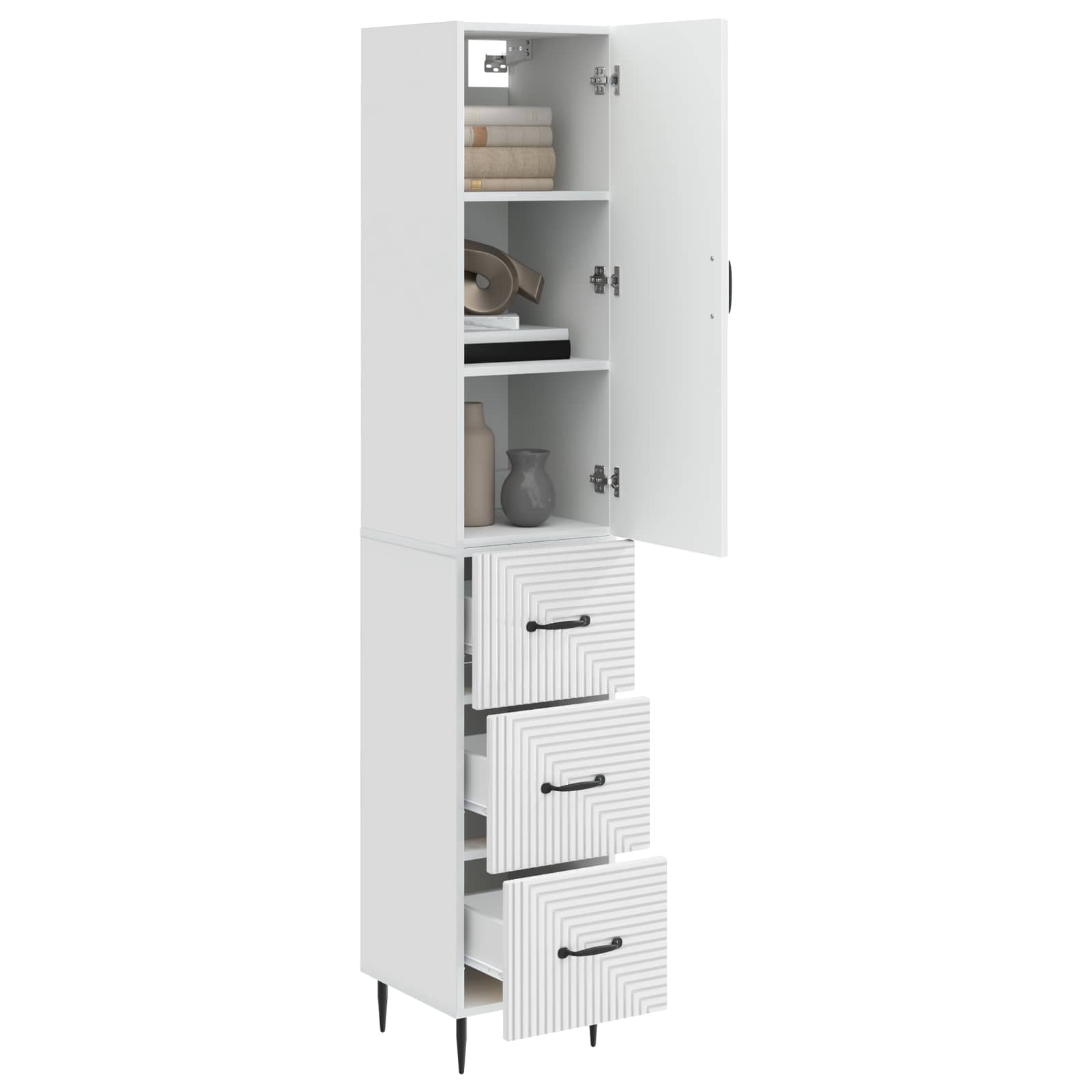 Schrankset 2 pcs Hochglanz Weiß 33 x 34,5 x 90 cm Holzwerkstoff