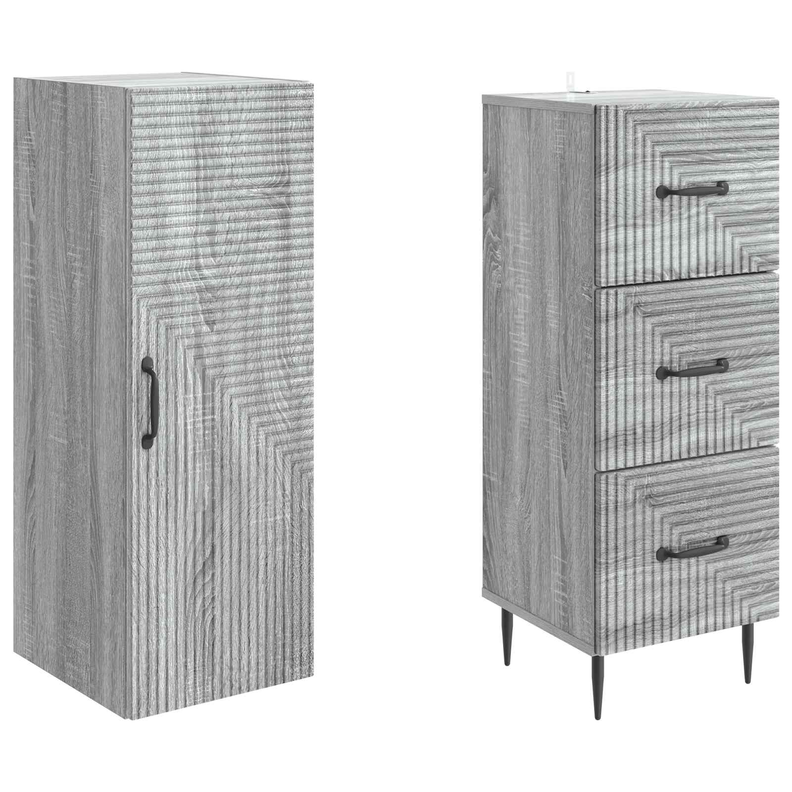 Schrankset 2 pcs Grau Sonoma 33 x 34,5 x 90 cm Holzwerkstoff