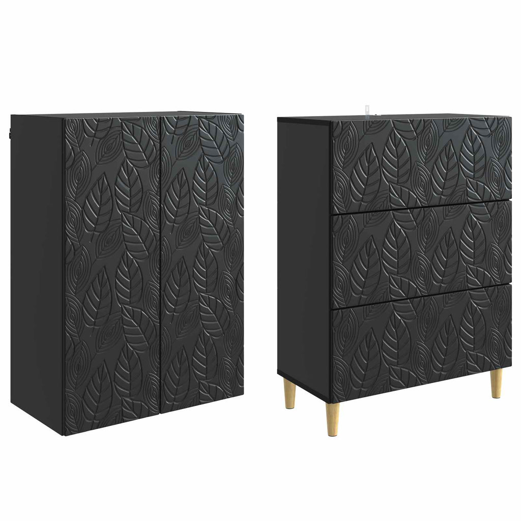 Schrankset 2 pcs Schwarz 66 x 34,5 x 90 cm Holzwerkstoff
