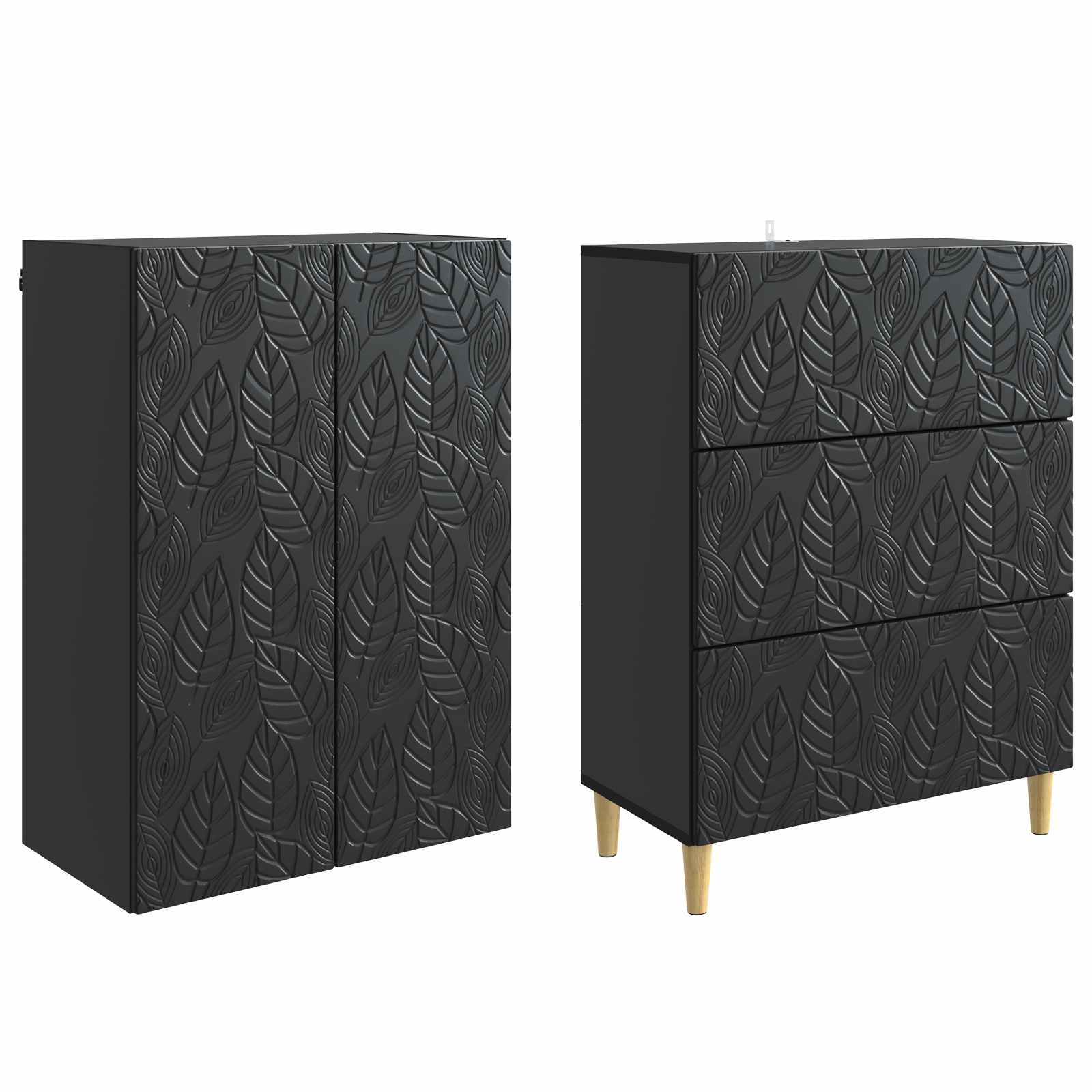 Schrankset 2 pcs Schwarz 66 x 34,5 x 90 cm Holzwerkstoff
