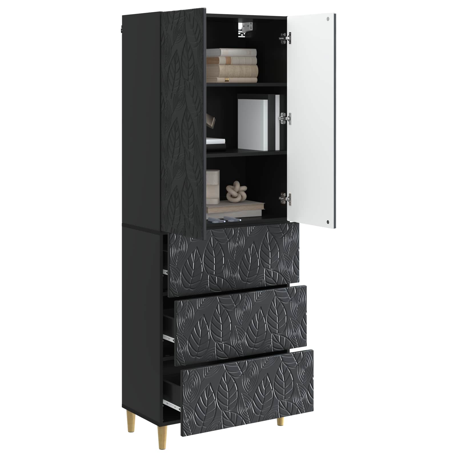 Schrankset 2 pcs Schwarz 66 x 34,5 x 90 cm Holzwerkstoff