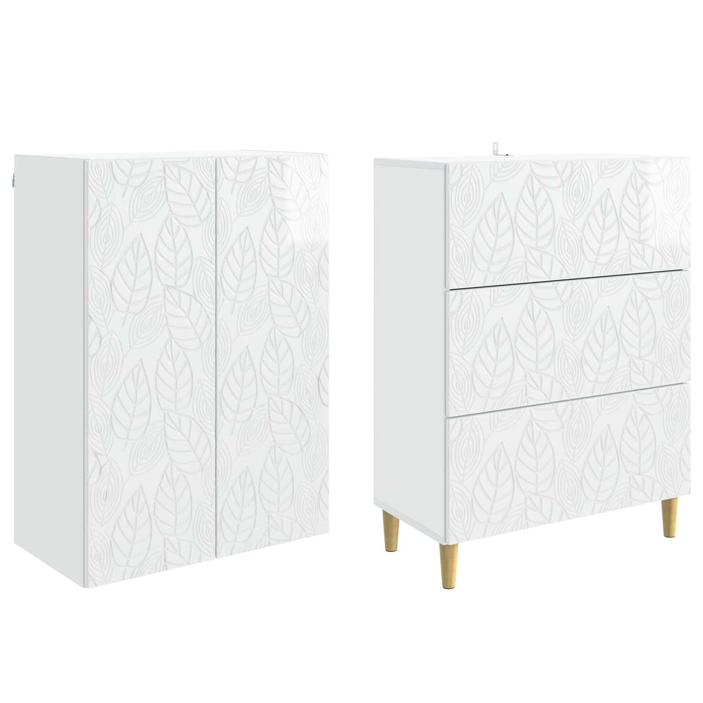 Schrankset 2 pcs Hochglanz Weiß 66 x 34,5 x 90 cm Holzwerkstoff