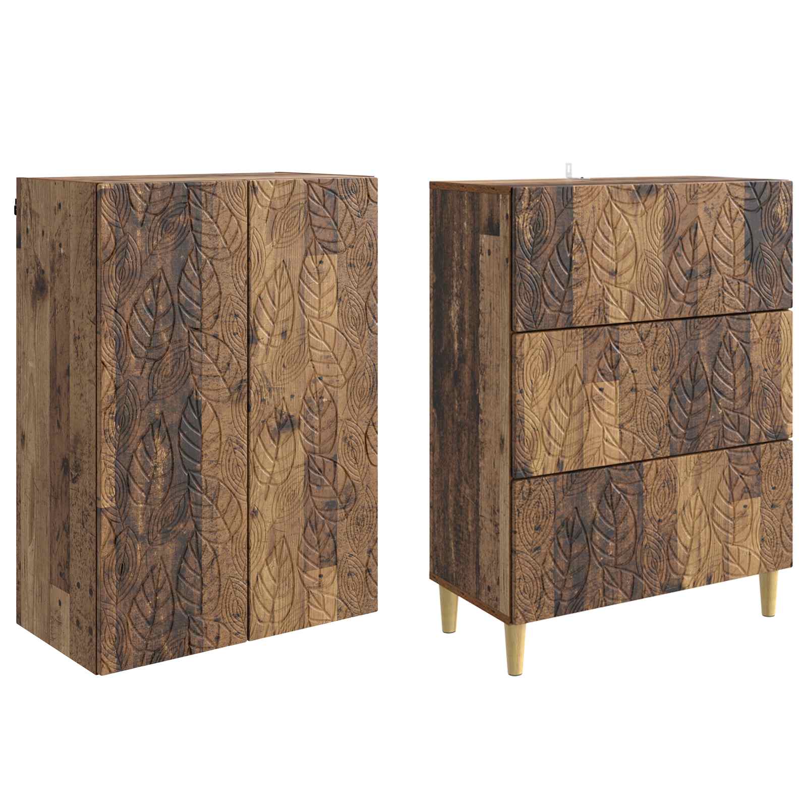 Schrankset 2 pcs Altholz 66 x 34,5 x 90 cm Holzwerkstoff