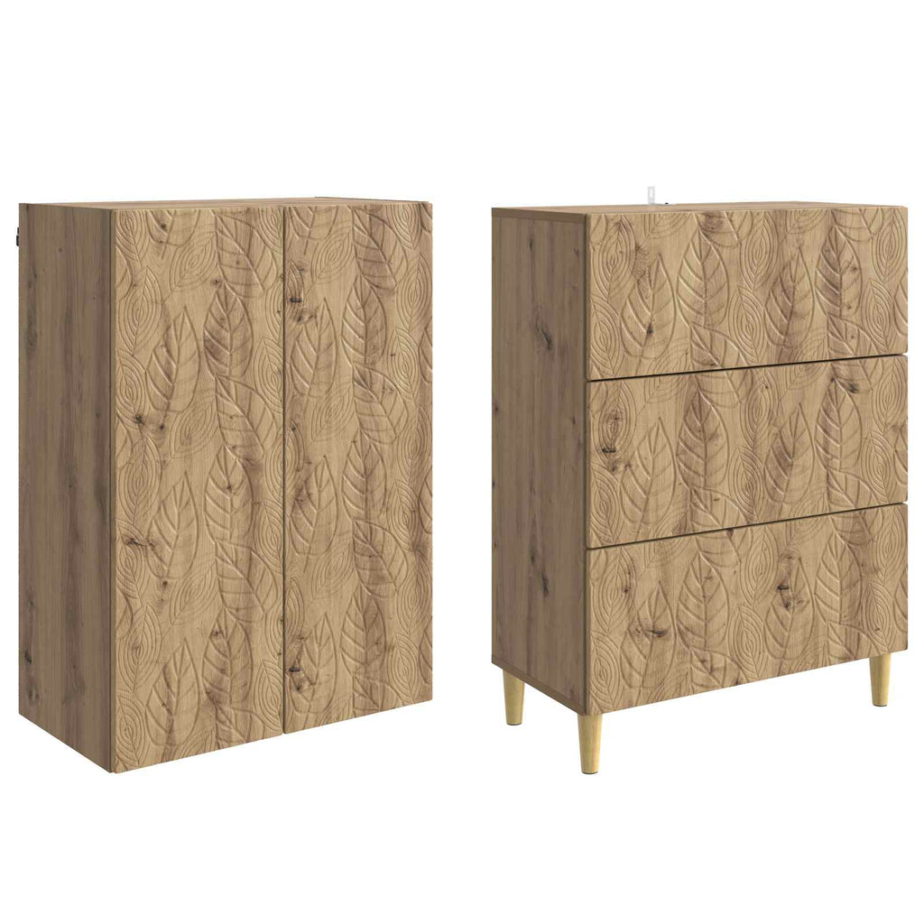 Schrankset 2 pcs Artisan-Eiche 66 x 34,5 x 90 cm Holzwerkstoff