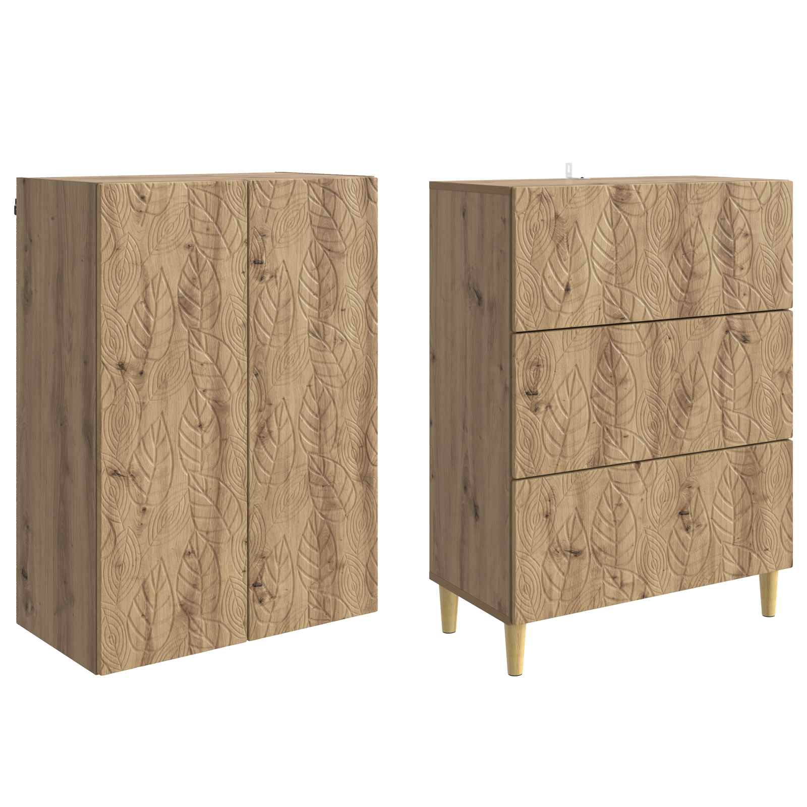 Schrankset 2 pcs Artisan-Eiche 66 x 34,5 x 90 cm Holzwerkstoff