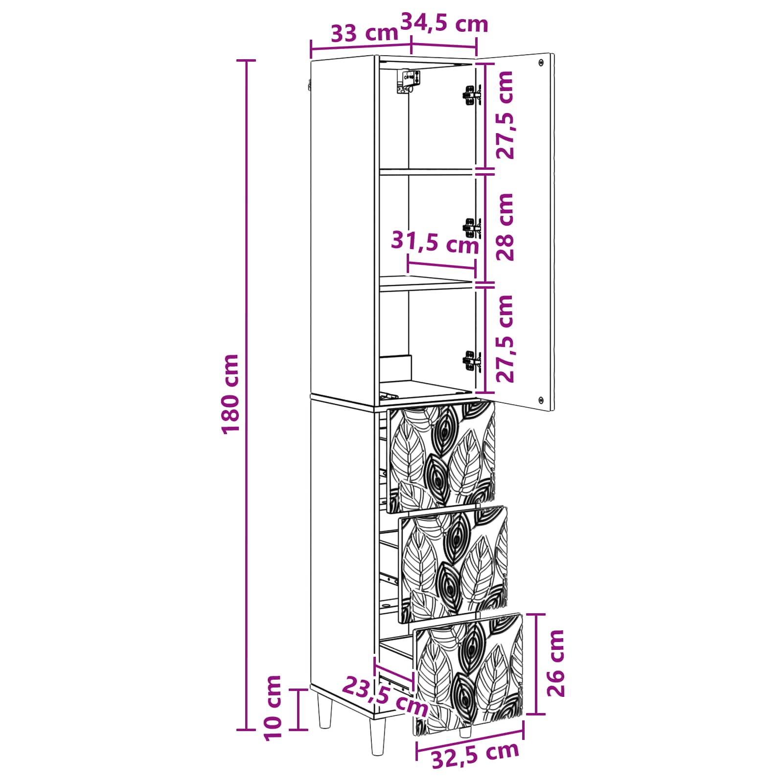 Schrankset 2 pcs Betongrau 33 x 34,5 x 90 cm Holzwerkstoff