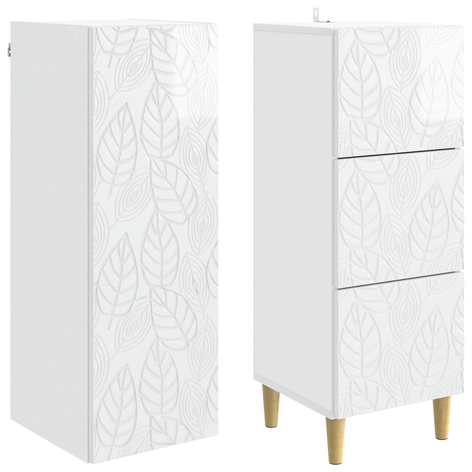 Schrankset 2 pcs Hochglanz Weiß 33 x 34,5 x 90 cm Holzwerkstoff