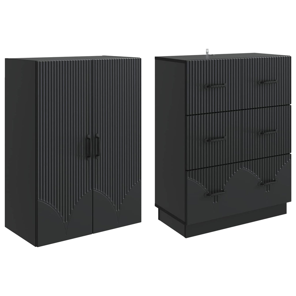 Schrankset 2 pcs Schwarz 66 x 34,5 x 87 cm Holzwerkstoff