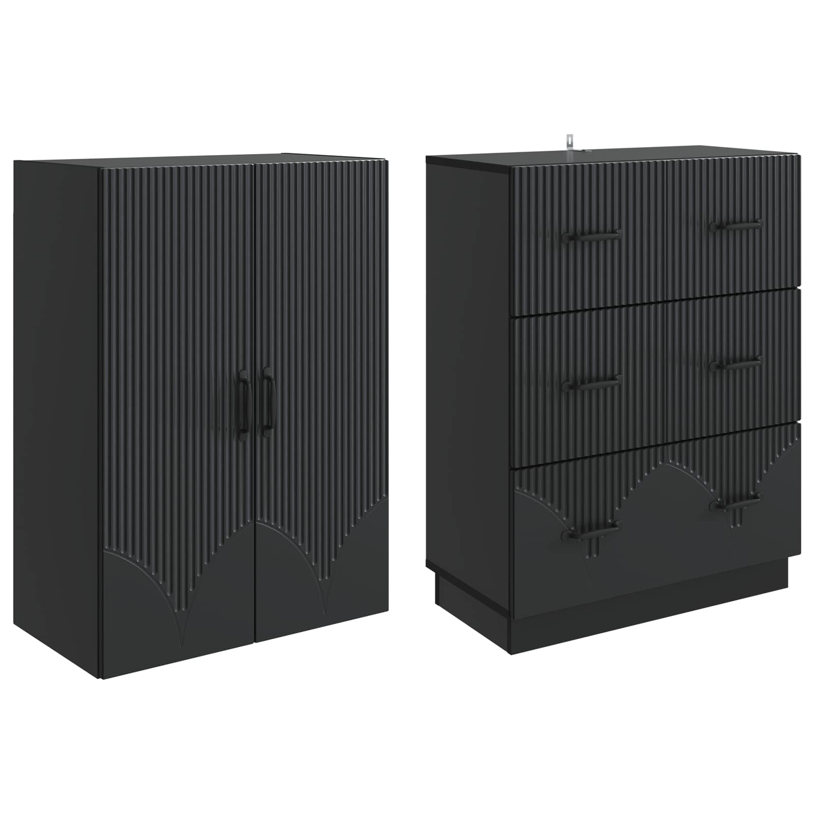 Schrankset 2 pcs Schwarz 66 x 34,5 x 87 cm Holzwerkstoff