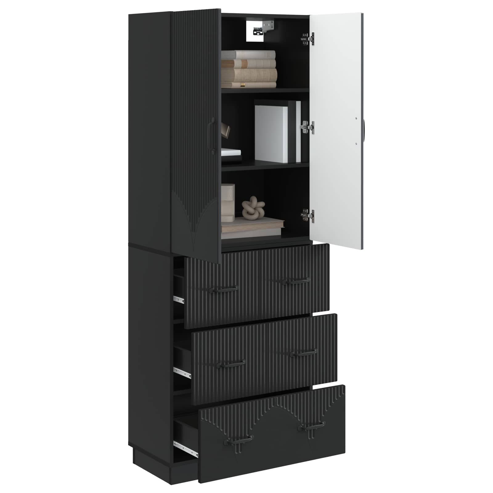 Schrankset 2 pcs Schwarz 66 x 34,5 x 87 cm Holzwerkstoff