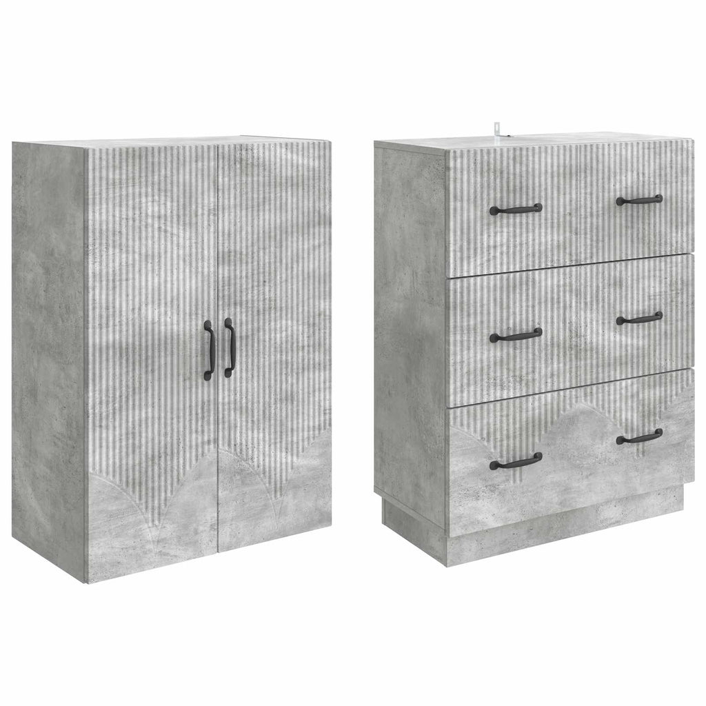 Schrankset 2 pcs Betongrau 66 x 34,5 x 87 cm Holzwerkstoff
