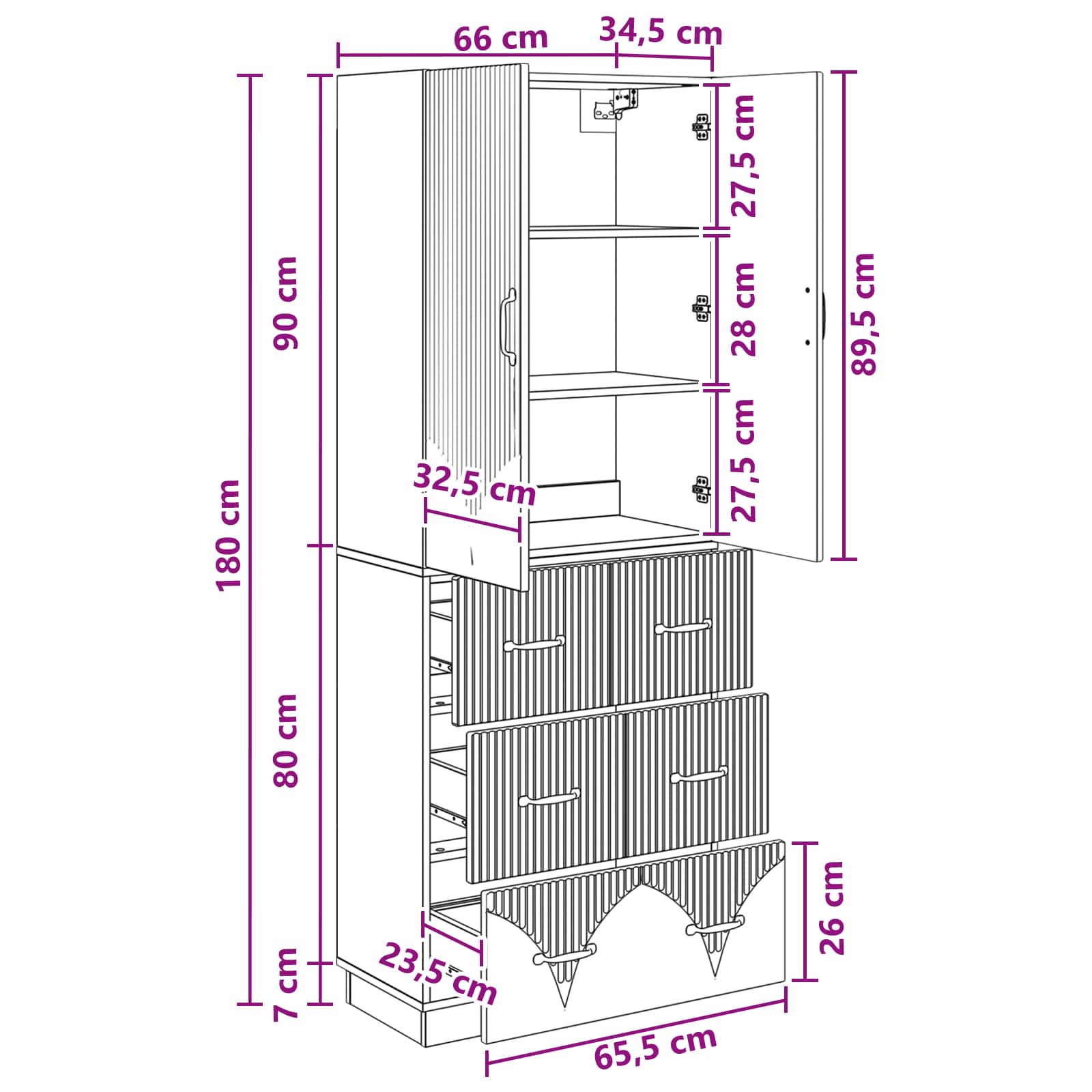 Schrankset 2 pcs Betongrau 66 x 34,5 x 87 cm Holzwerkstoff
