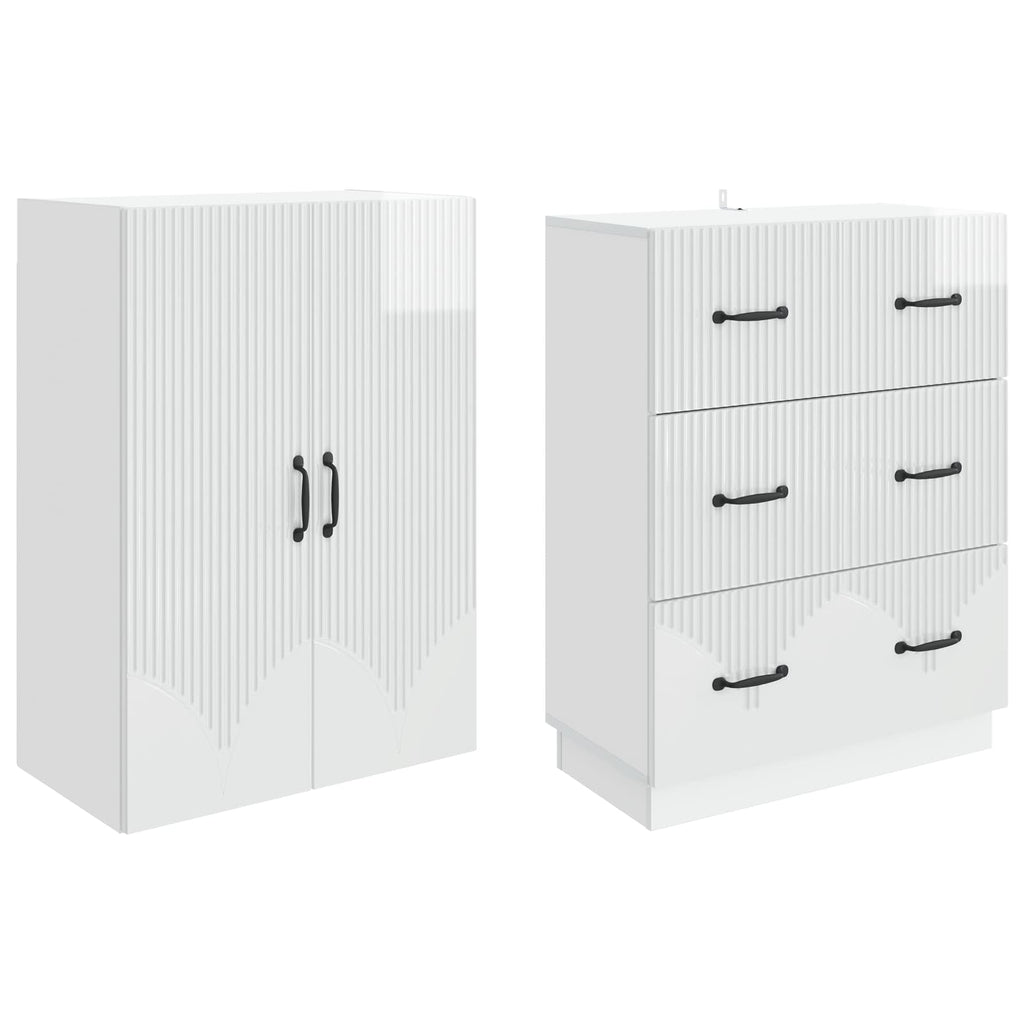 Schrankset 2 pcs Hochglanz Weiß 66 x 34,5 x 87 cm Holzwerkstoff