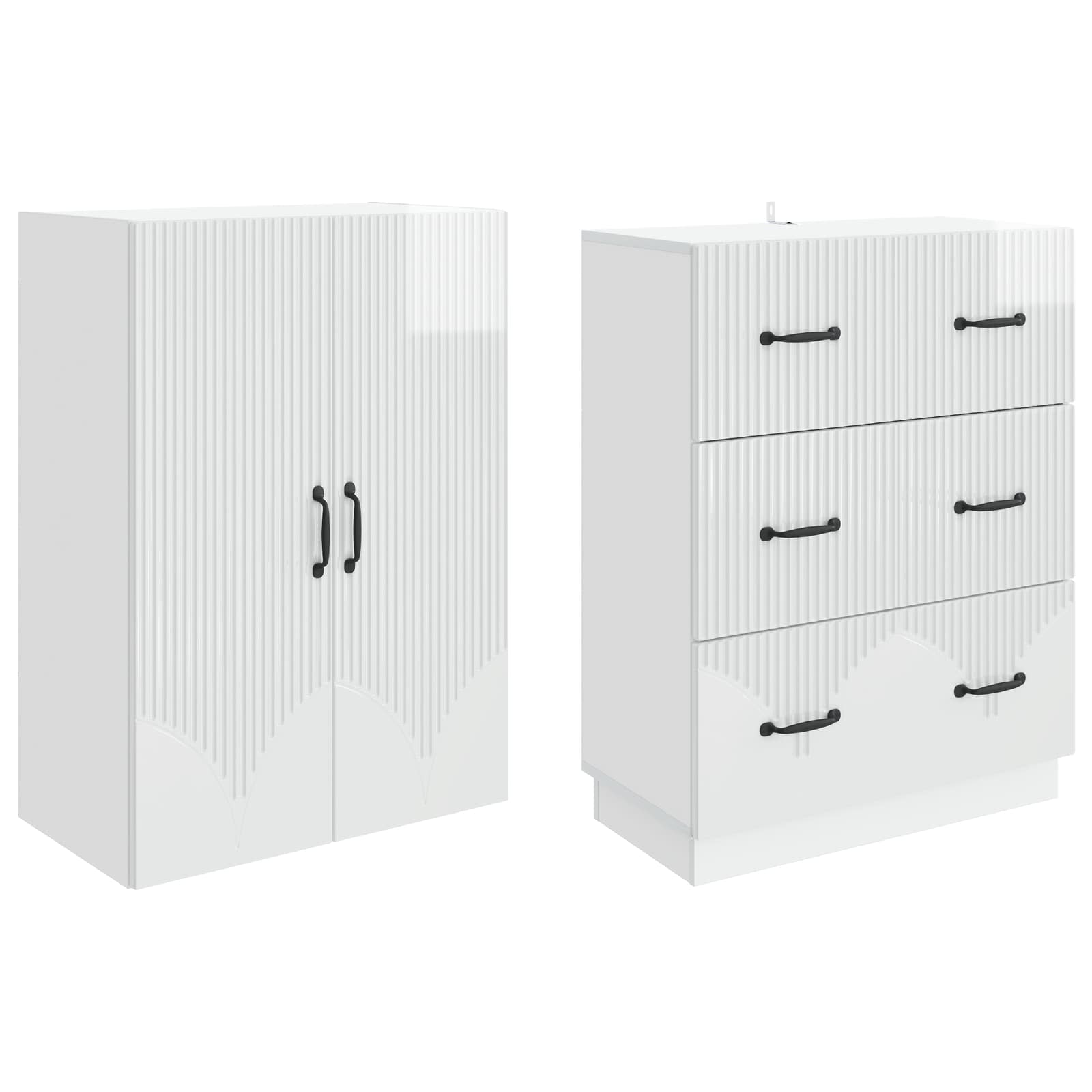Schrankset 2 pcs Hochglanz Weiß 66 x 34,5 x 87 cm Holzwerkstoff