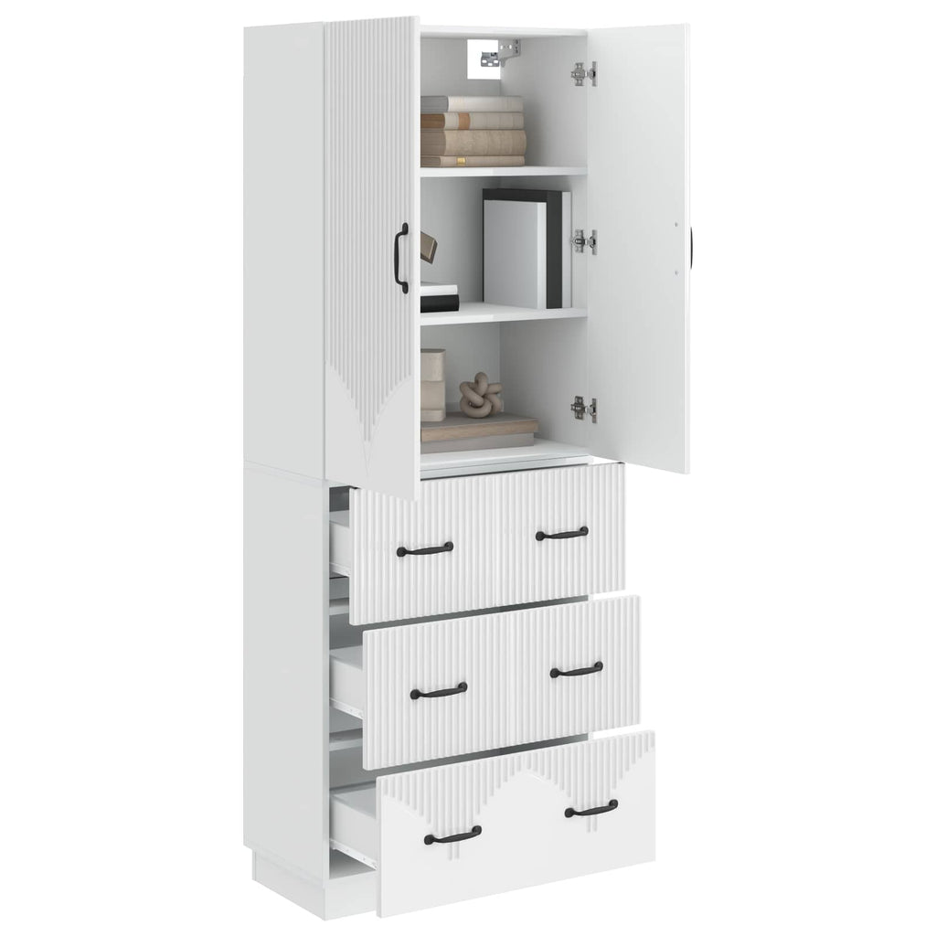 Schrankset 2 pcs Hochglanz Weiß 66 x 34,5 x 87 cm Holzwerkstoff