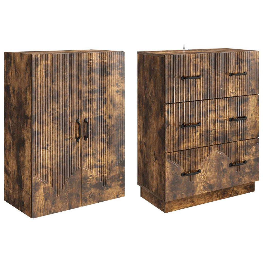 Schrankset 2 pcs Geräucherte Eiche 66 x 34,5 x 87 cm