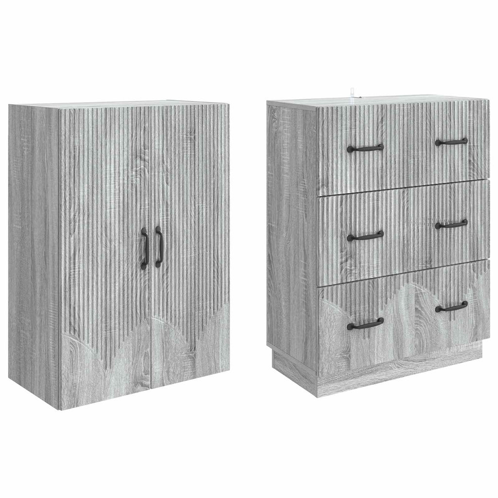 Schrankset 2 pcs Grau Sonoma 66 x 34,5 x 87 cm Holzwerkstoff