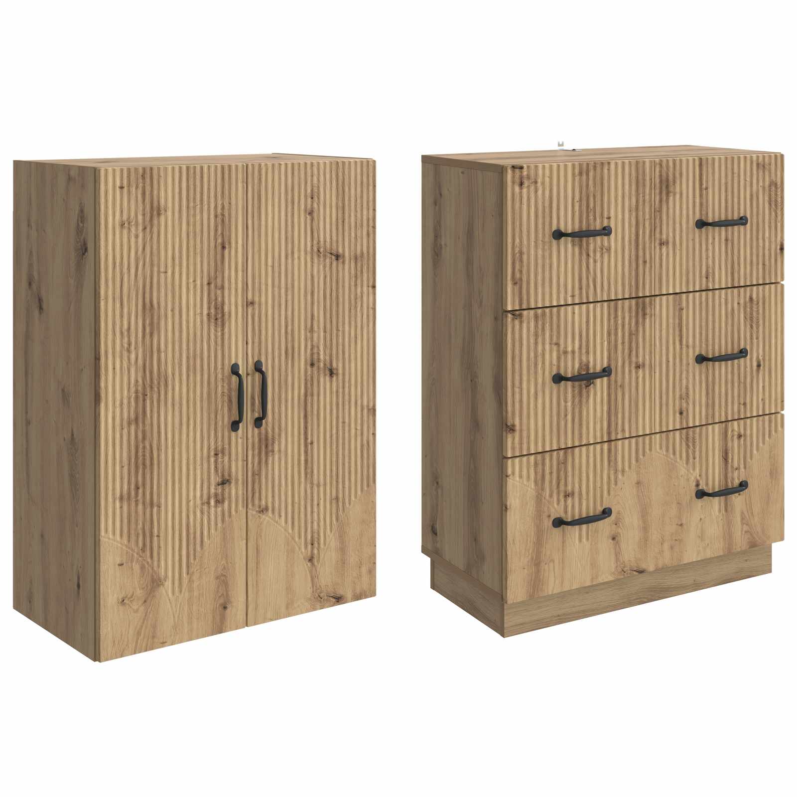 Schrankset 2 pcs Artisan-Eiche 66 x 34,5 x 87 cm Holzwerkstoff