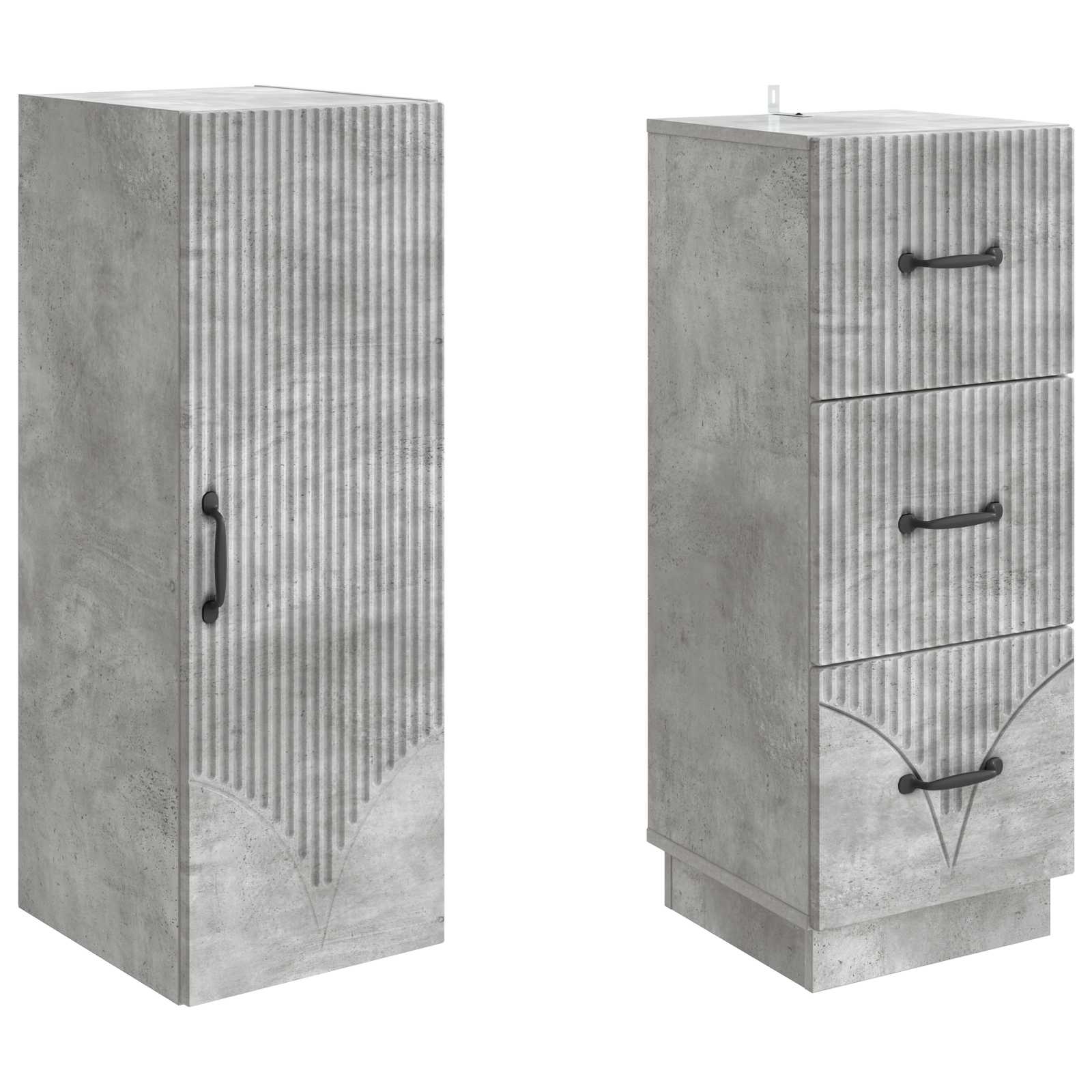 Schrankset 2 pcs Betongrau 33 x 34,5 x 87 cm Holzwerkstoff