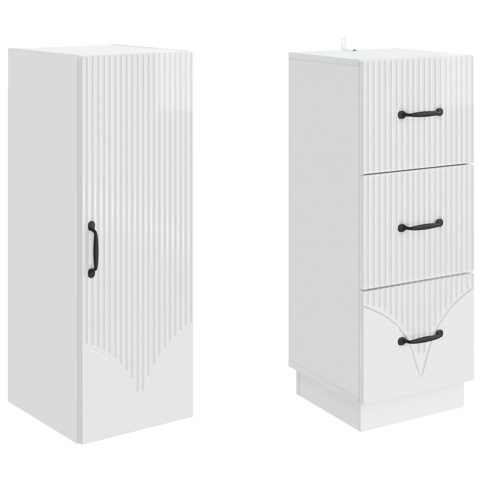 Schrankset 2 pcs Hochglanz Weiß 33 x 34,5 x 87 cm Holzwerkstoff