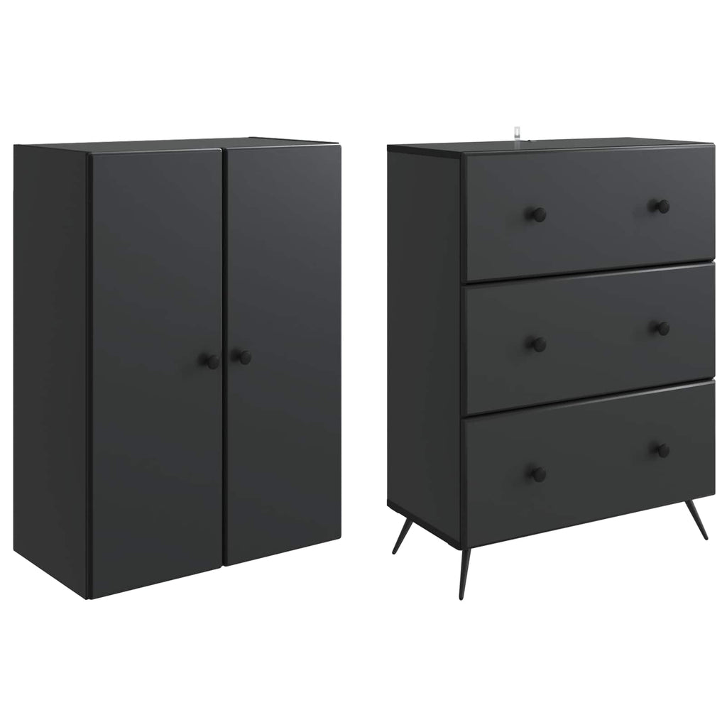 Schrankset 2 pcs Schwarz 66 x 34,5 x 90 cm Holzwerkstoff