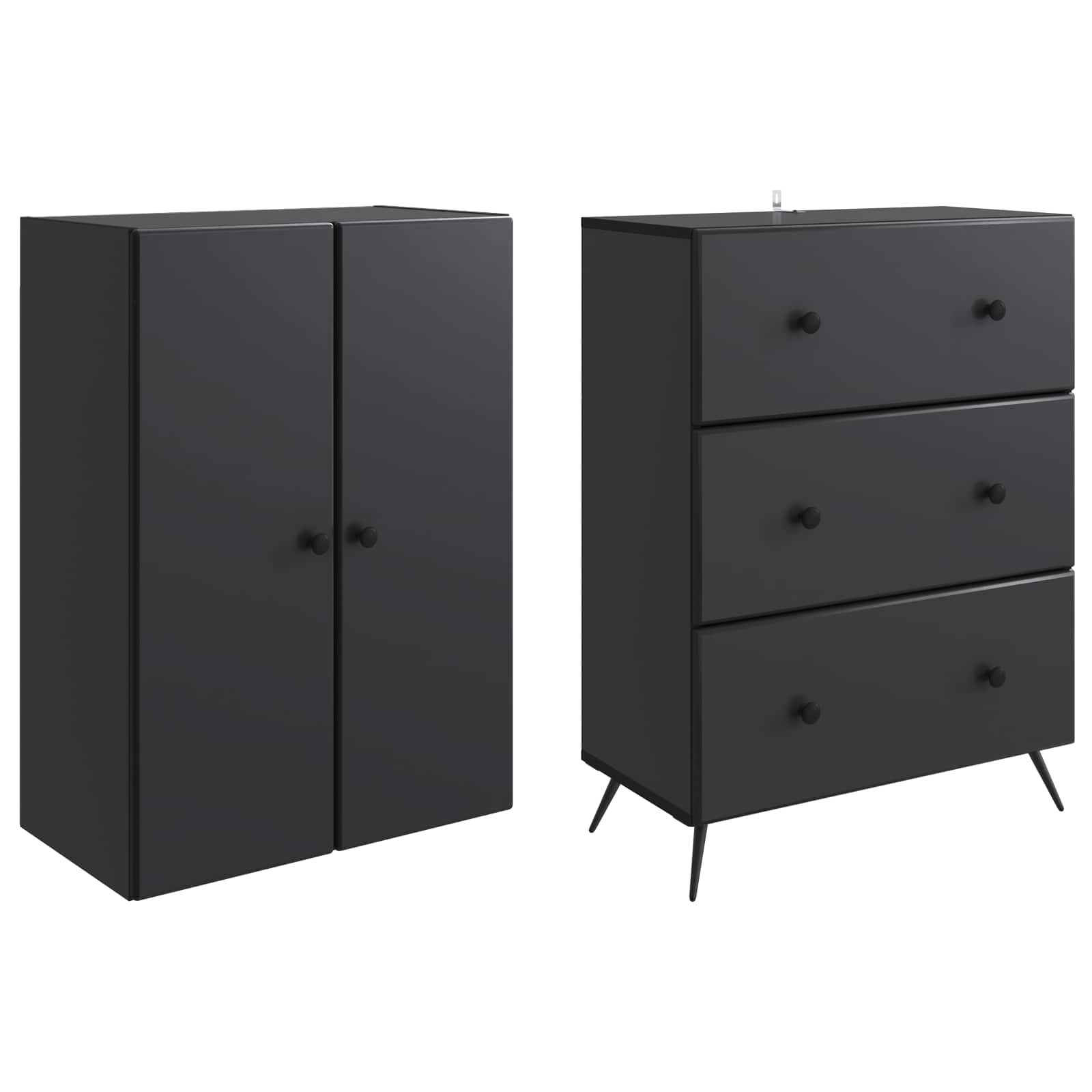 Schrankset 2 pcs Schwarz 66 x 34,5 x 90 cm Holzwerkstoff