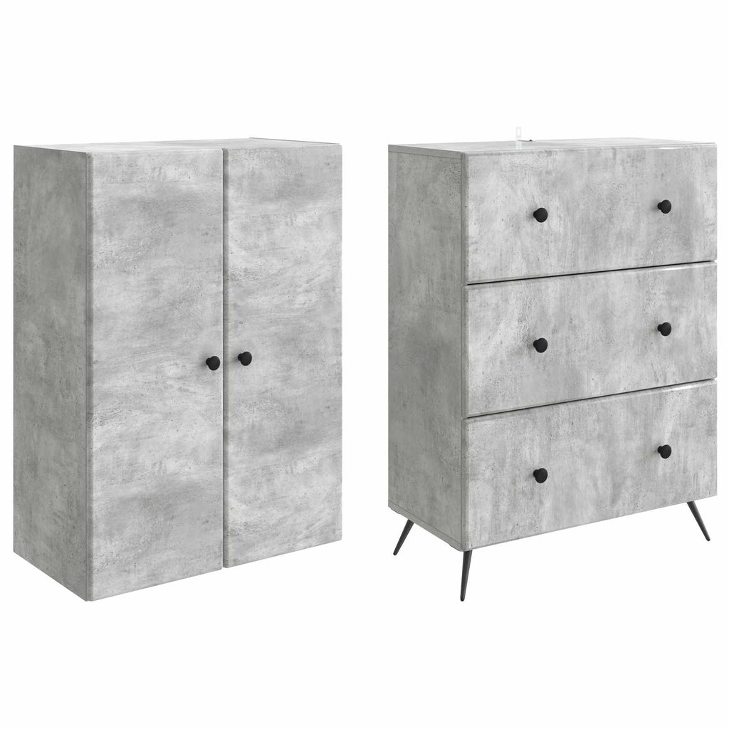 Schrankset 2 pcs Betongrau 66 x 34,5 x 90 cm Holzwerkstoff
