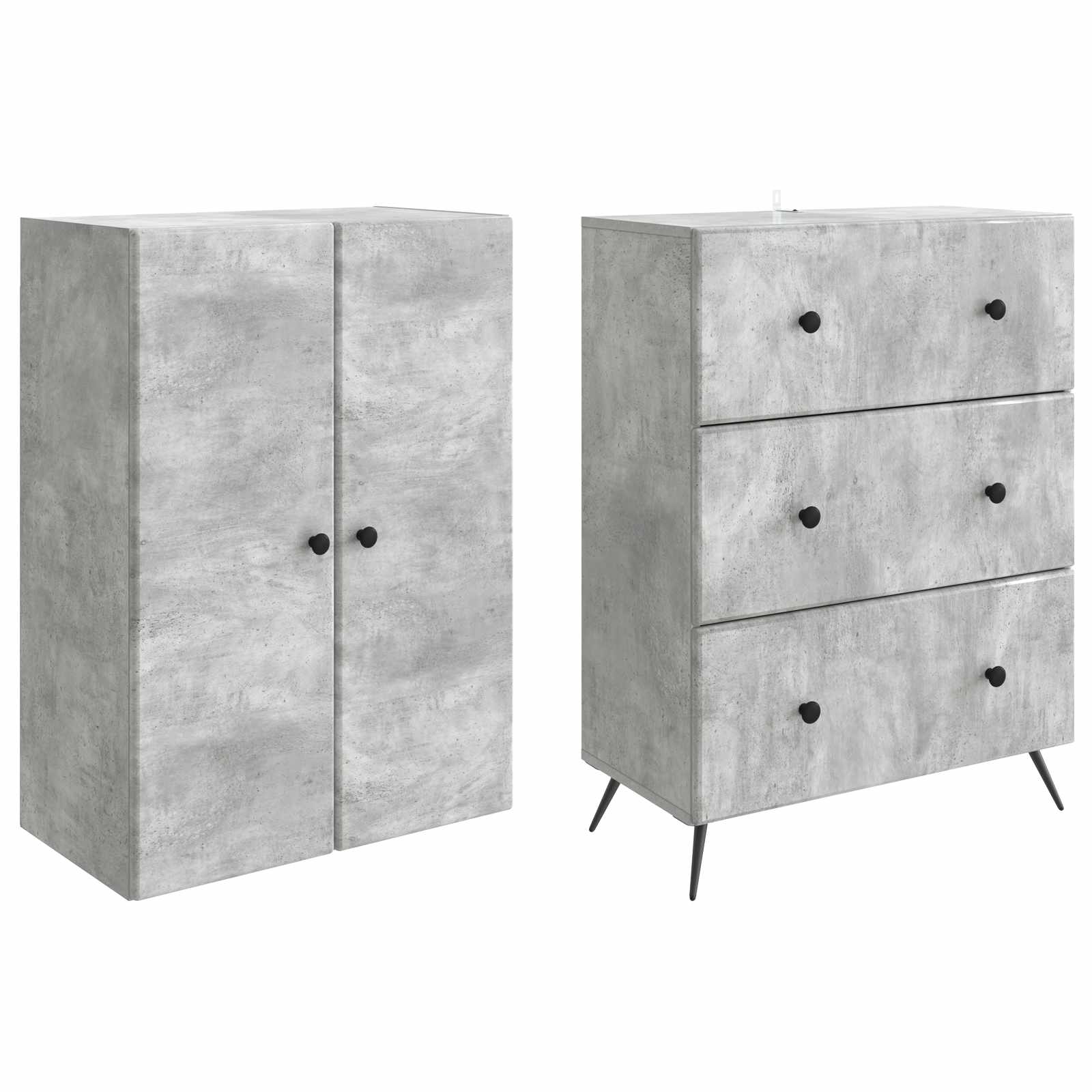 Schrankset 2 pcs Betongrau 66 x 34,5 x 90 cm Holzwerkstoff