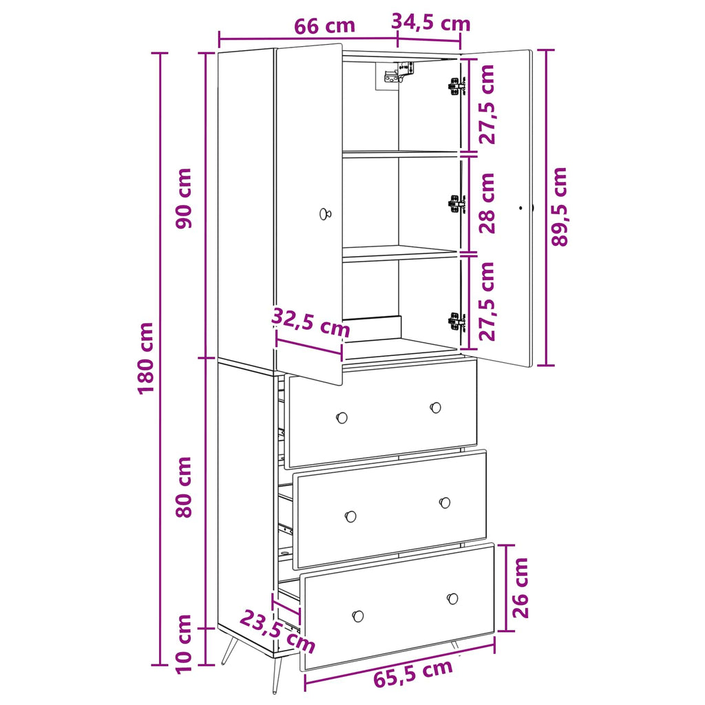 Schrankset 2 pcs Betongrau 66 x 34,5 x 90 cm Holzwerkstoff