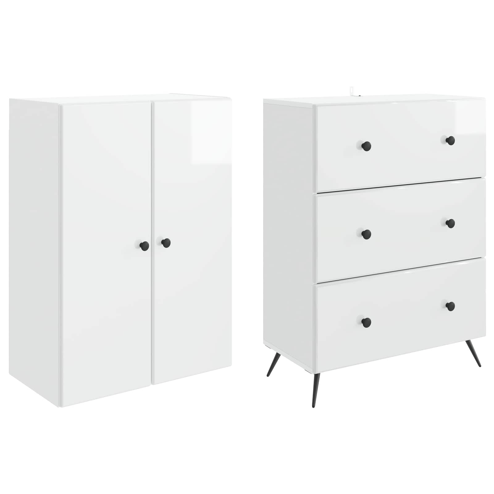 Schrankset 2 pcs Hochglanz Weiß 66 x 34,5 x 90 cm Holzwerkstoff