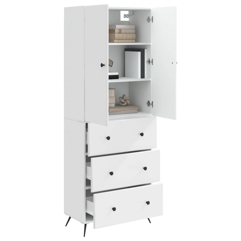 Schrankset 2 pcs Hochglanz Weiß 66 x 34,5 x 90 cm Holzwerkstoff