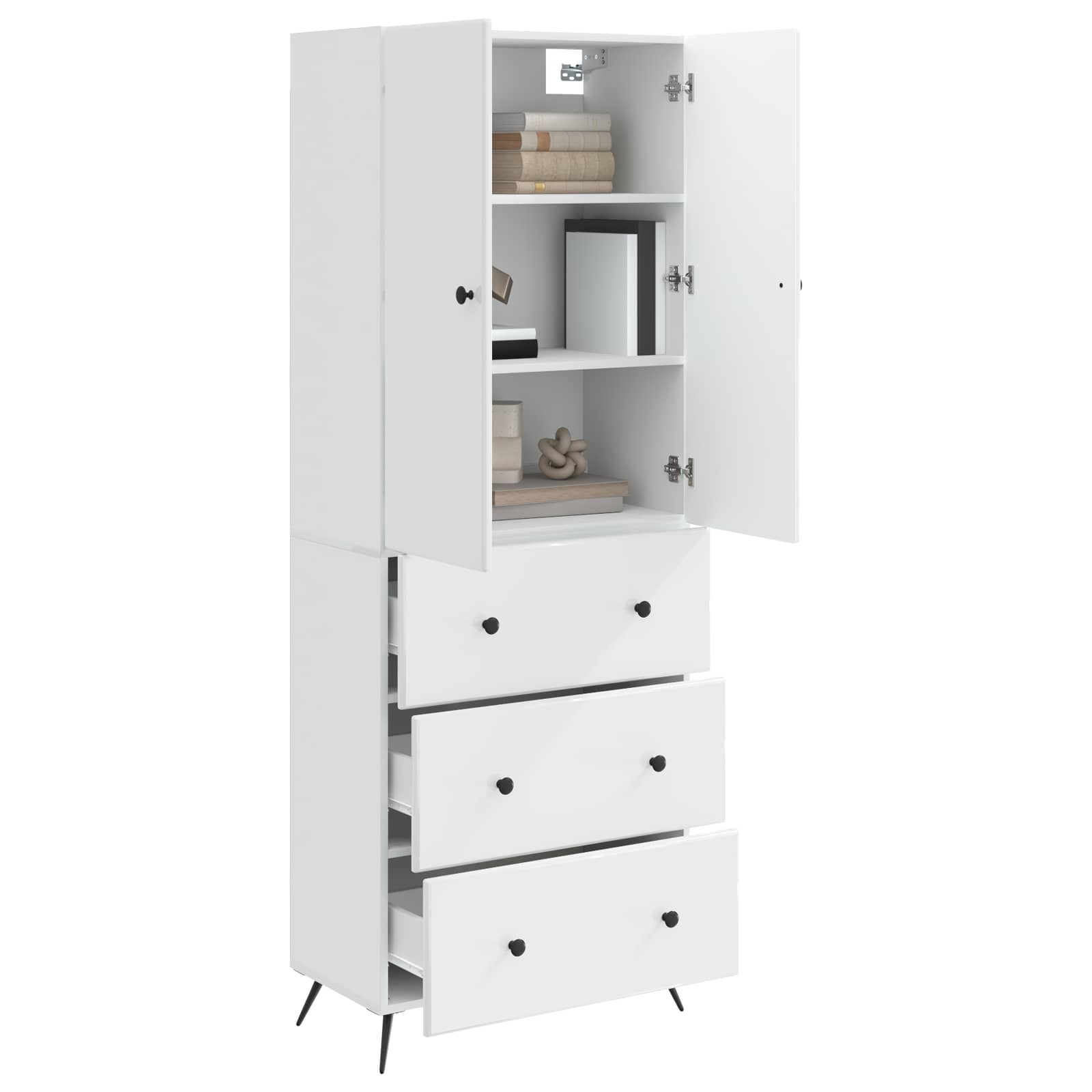 Schrankset 2 pcs Hochglanz Weiß 66 x 34,5 x 90 cm Holzwerkstoff