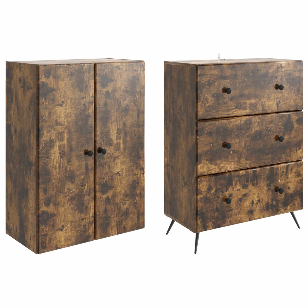 Schrankset 2 pcs Geräucherte Eiche 66 x 34,5 x 90 cm