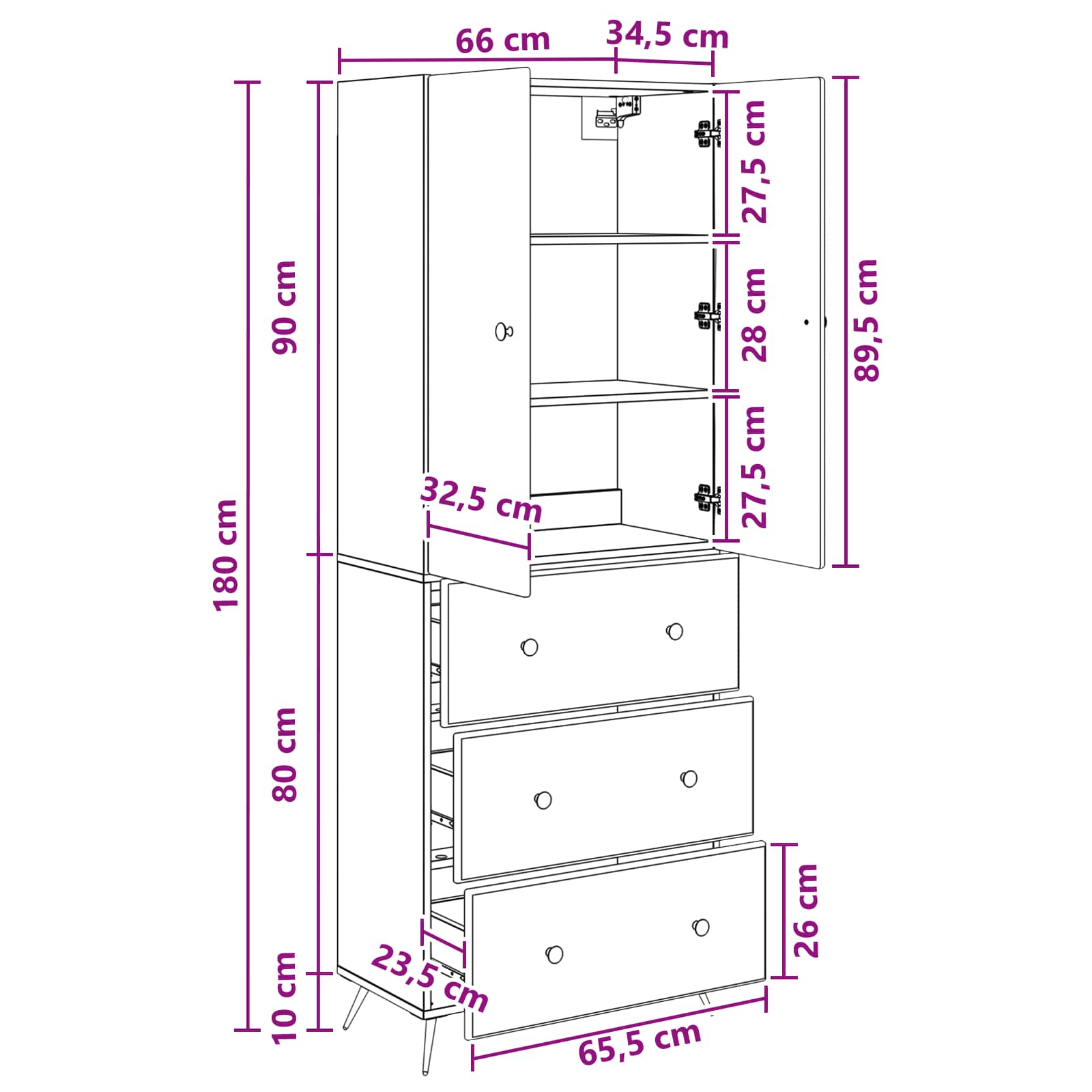 Schrankset 2 pcs Geräucherte Eiche 66 x 34,5 x 90 cm