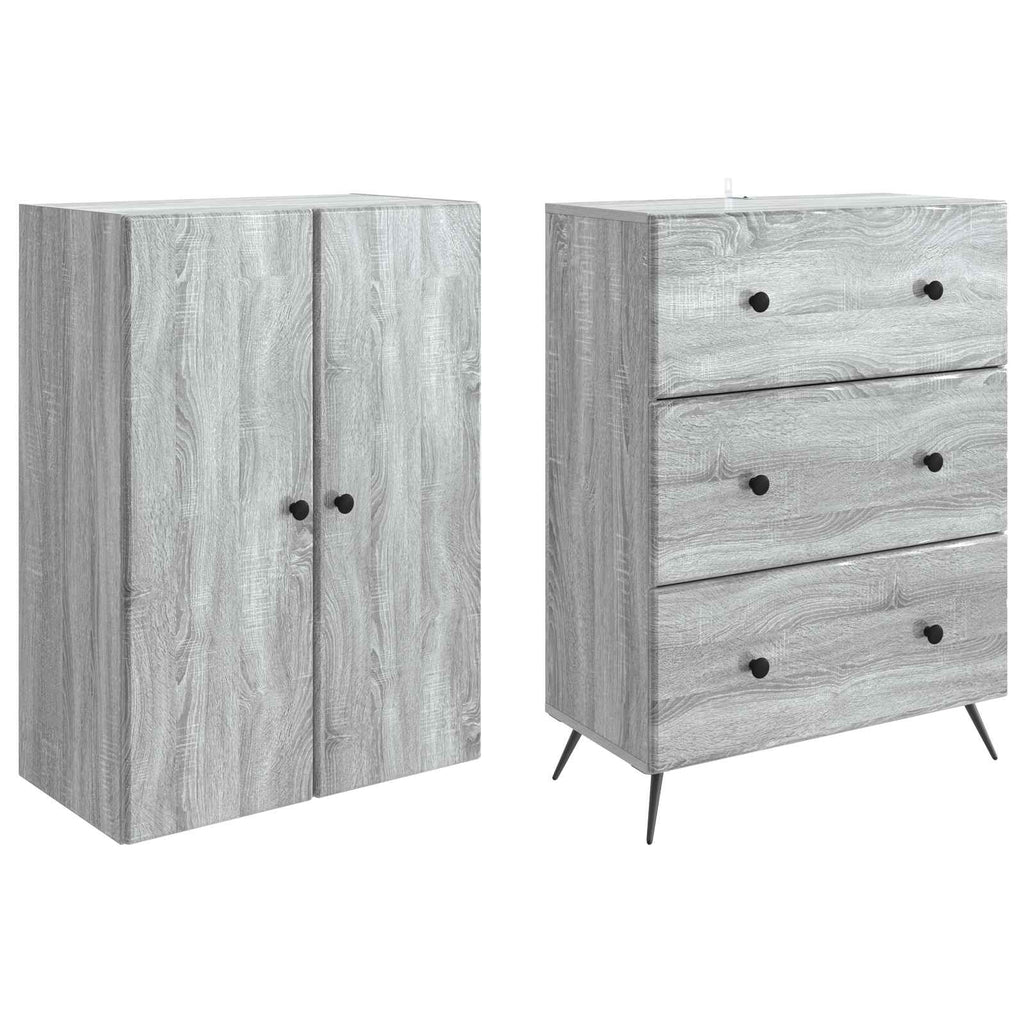 Schrankset 2 pcs Grau Sonoma 66 x 34,5 x 90 cm Holzwerkstoff