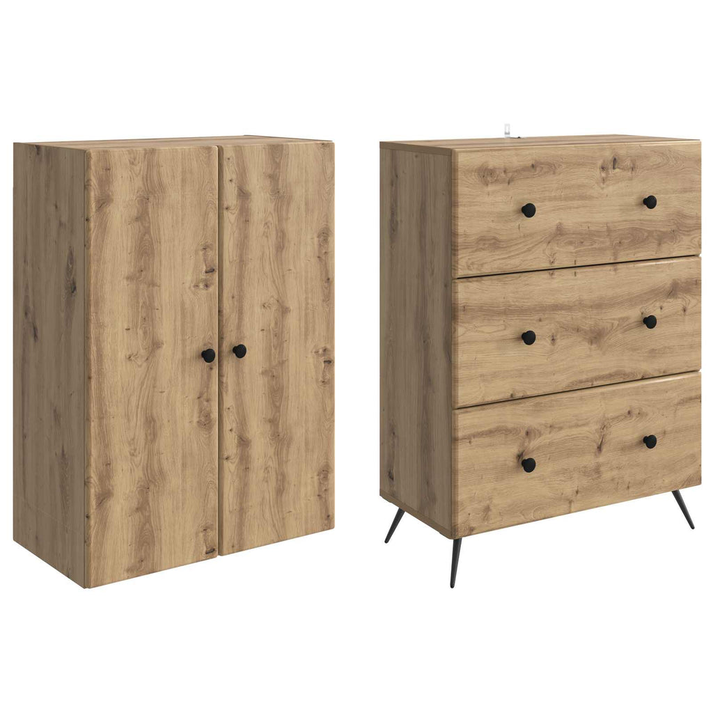 Schrankset 2 pcs Artisan-Eiche 66 x 34,5 x 90 cm Holzwerkstoff