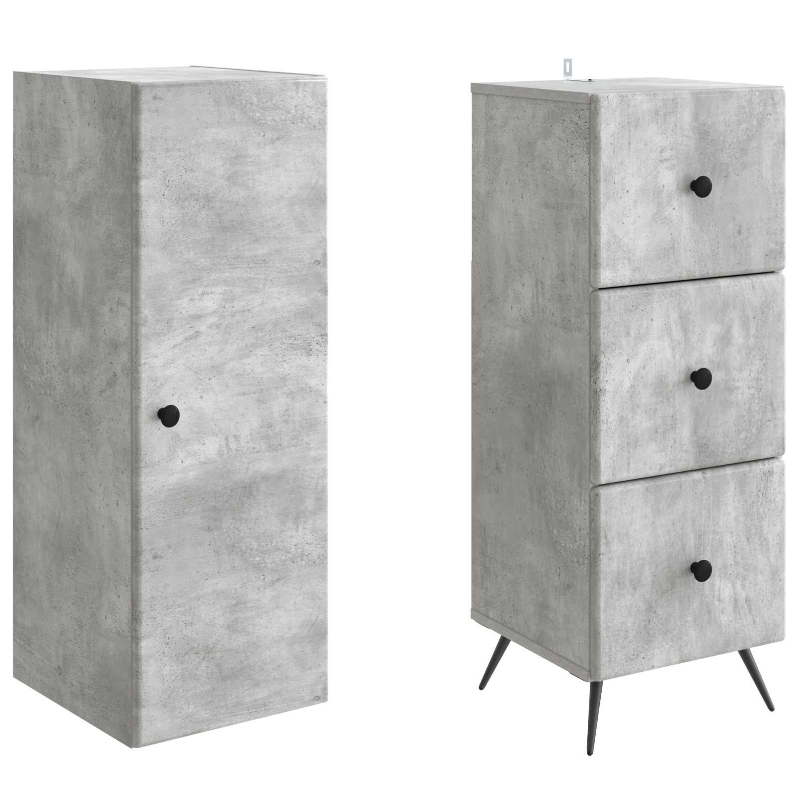 Schrankset 2 pcs Betongrau 34,5 x 34,5 x 90 cm Holzwerkstoff