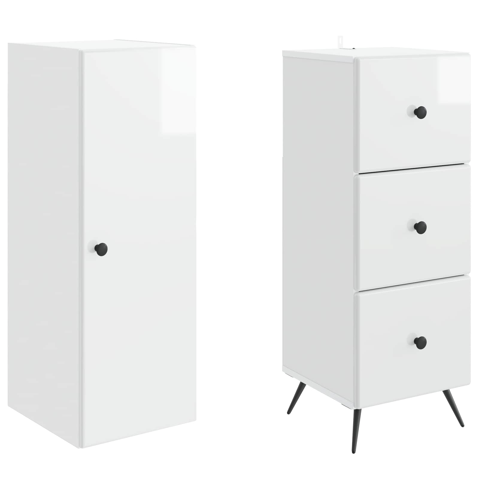 Schrankset 2 pcs Hochglanz Weiß 34,5 x 34,5 x 90 cm