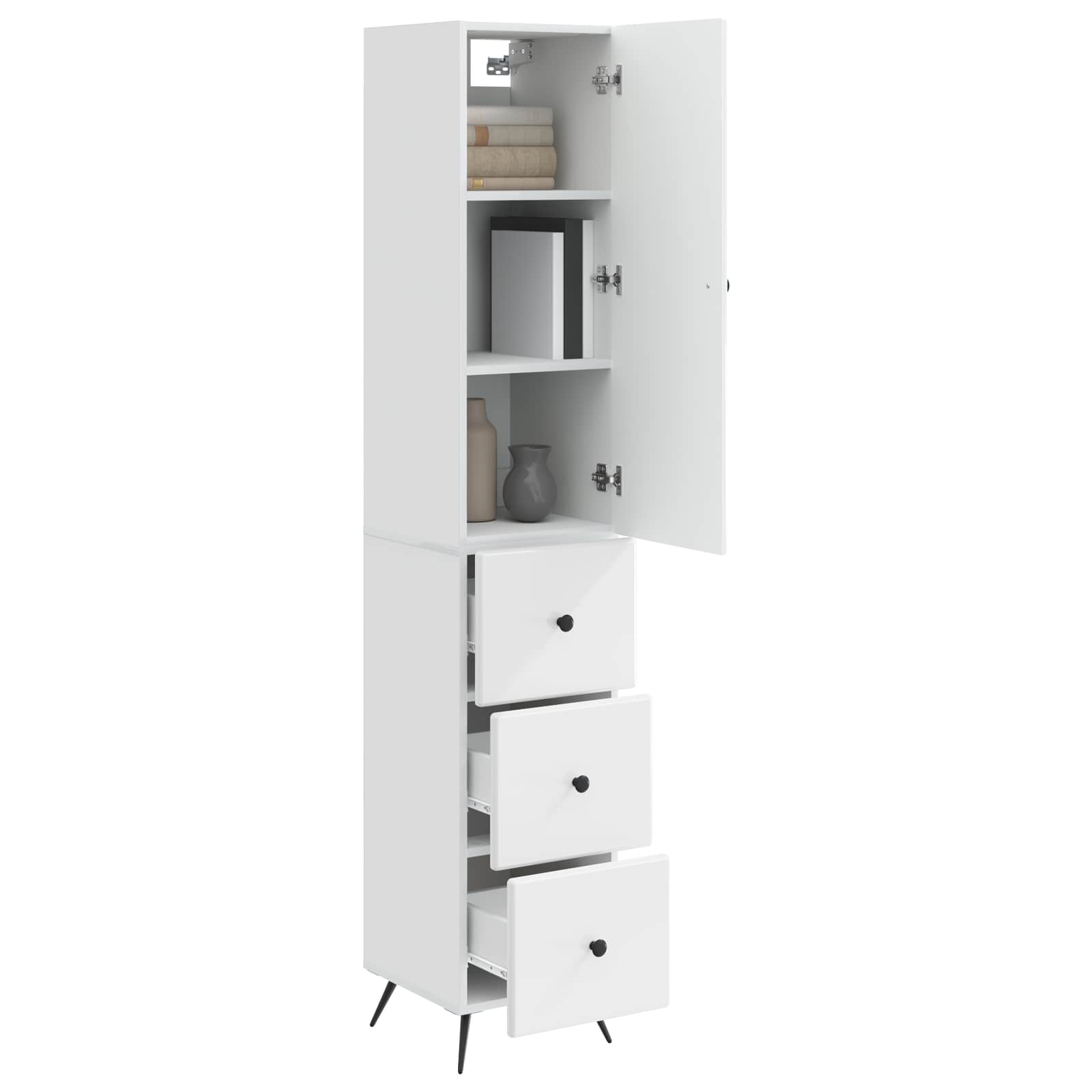Schrankset 2 pcs Hochglanz Weiß 34,5 x 34,5 x 90 cm