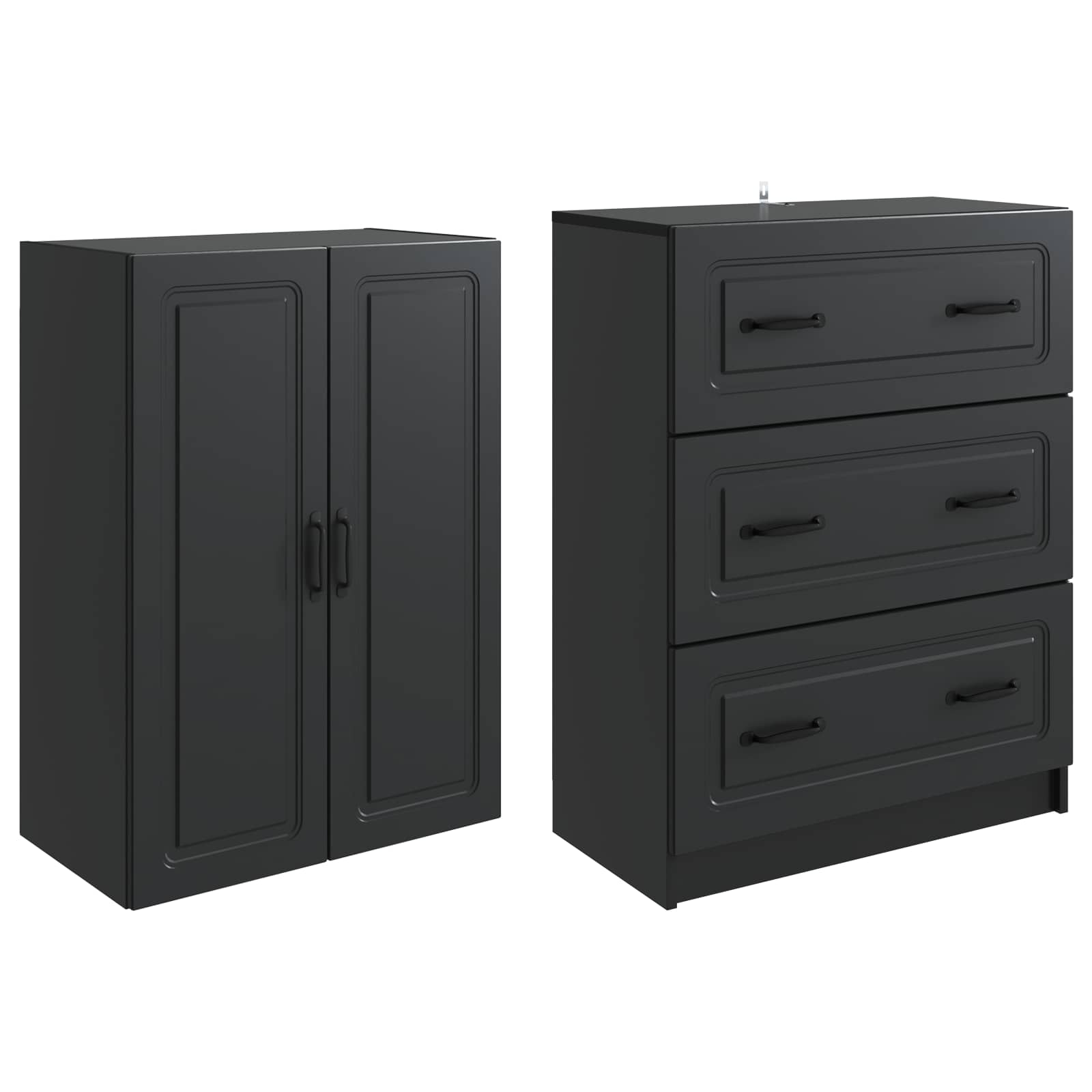 Schrankset 2 pcs Schwarz 66 x 34,5 x 87 cm Holzwerkstoff