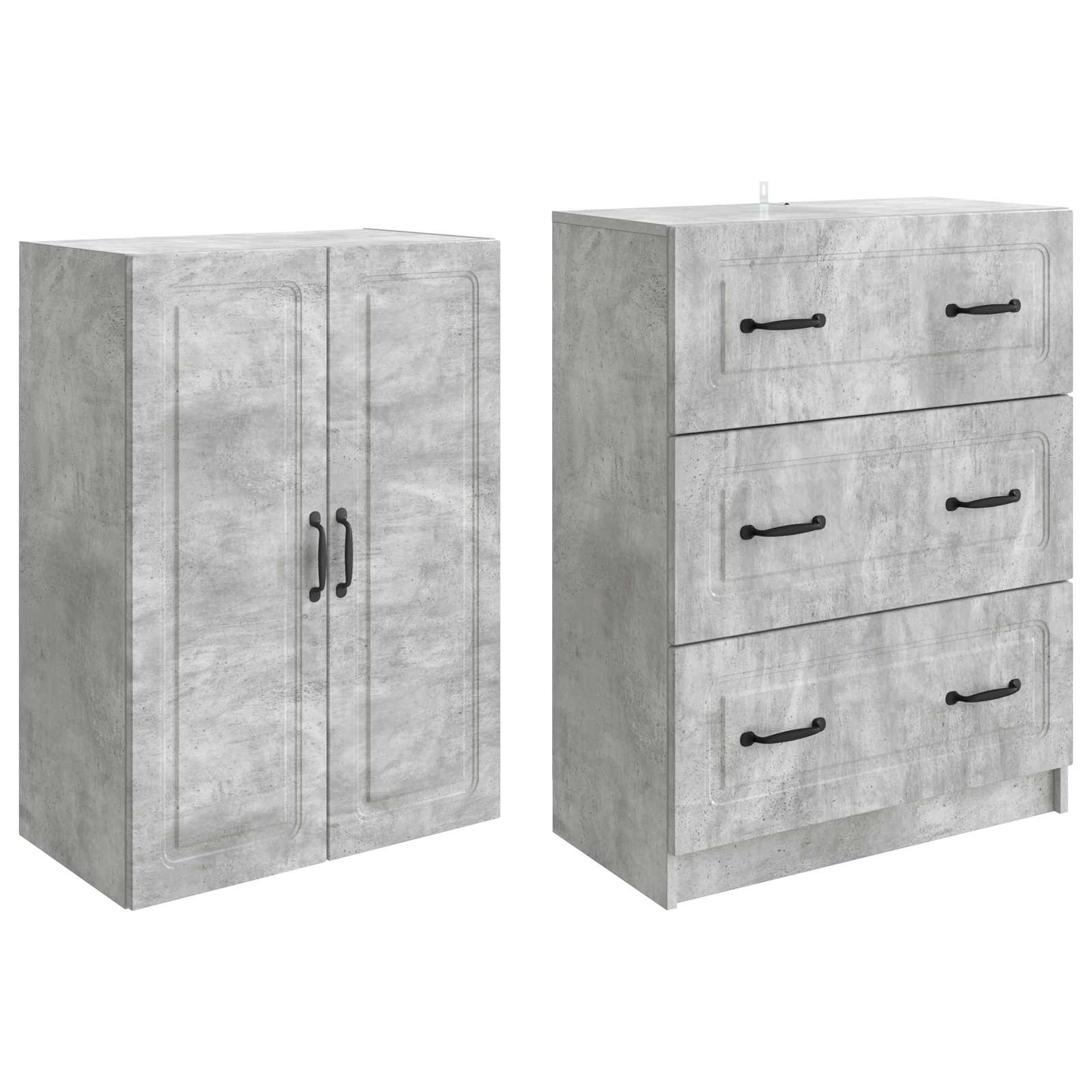 Schrankset 2 pcs Betongrau 66 x 34,5 x 87 cm Holzwerkstoff