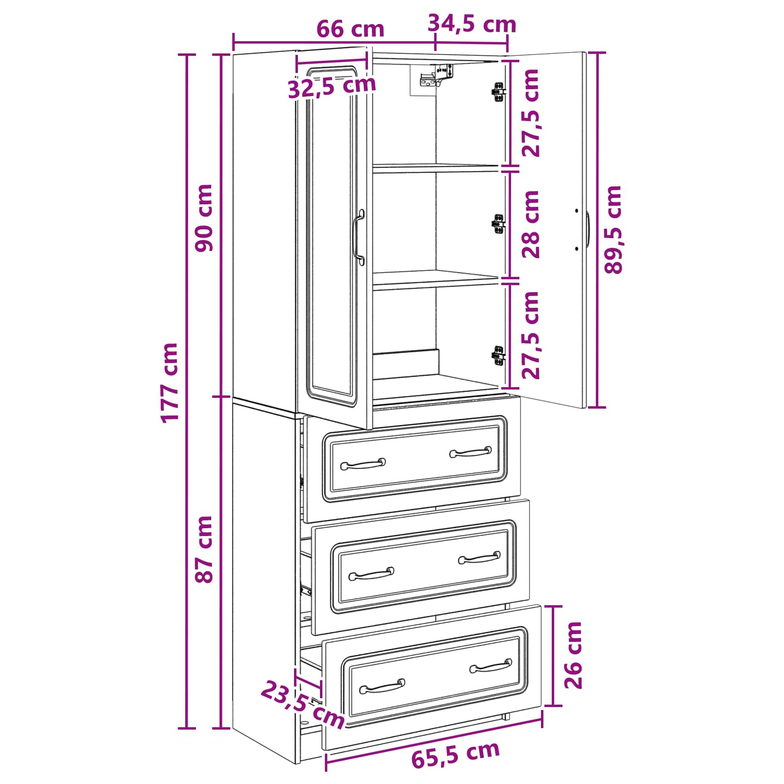 Schrankset 2 pcs Betongrau 66 x 34,5 x 87 cm Holzwerkstoff