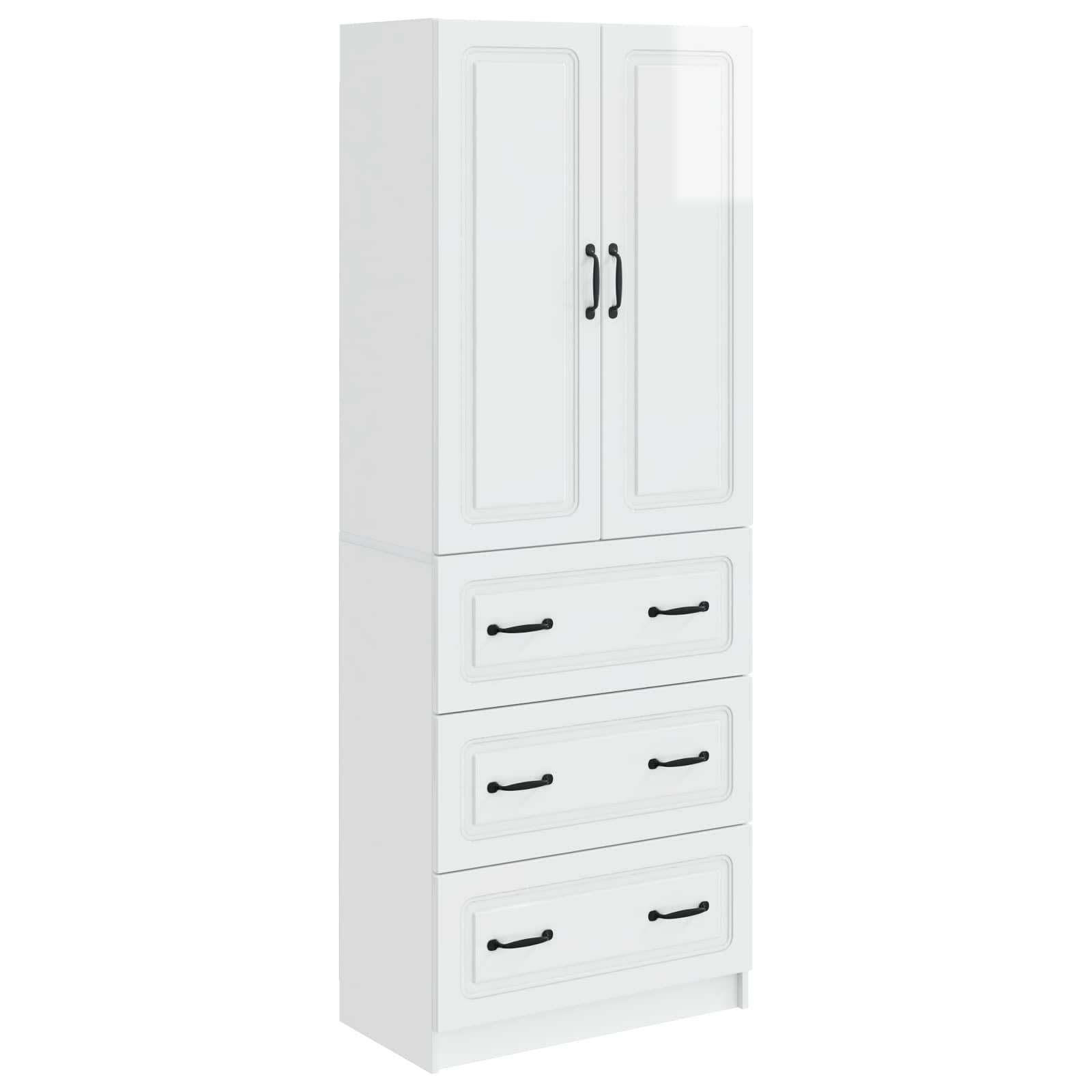 Schrankset 2 pcs Hochglanz Weiß 66 x 34,5 x 87 cm Holzwerkstoff