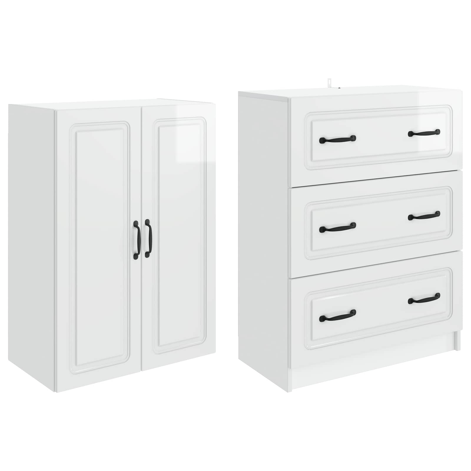 Schrankset 2 pcs Hochglanz Weiß 66 x 34,5 x 87 cm Holzwerkstoff