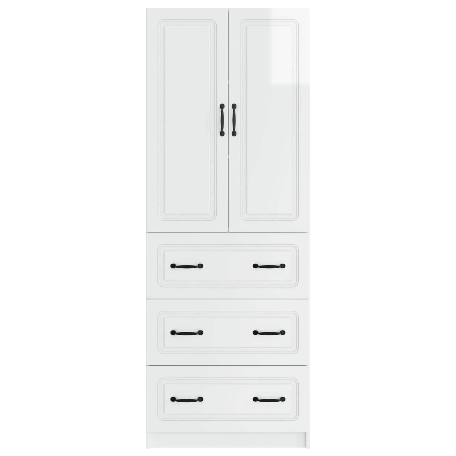 Schrankset 2 pcs Hochglanz Weiß 66 x 34,5 x 87 cm Holzwerkstoff