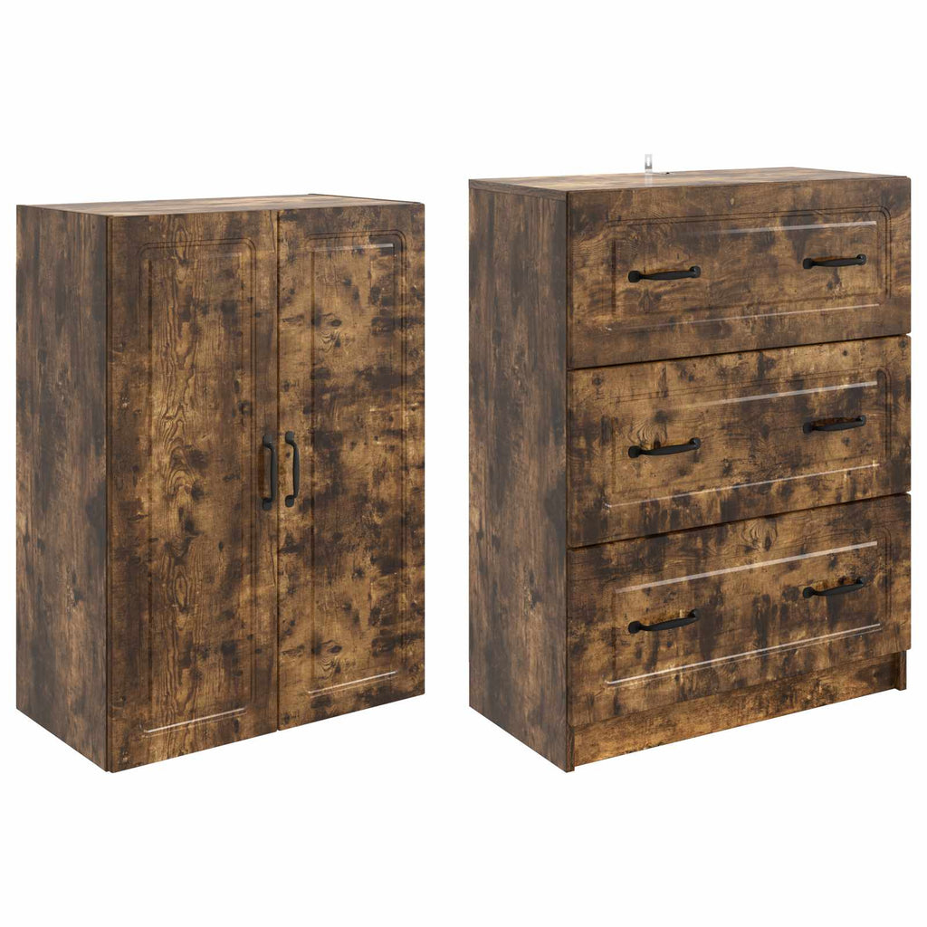 Schrankset 2 pcs Geräucherte Eiche 66 x 34,5 x 87 cm
