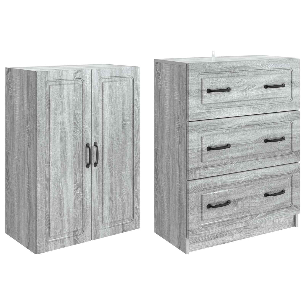 Schrankset 2 pcs Grau Sonoma 66 x 34,5 x 87 cm Holzwerkstoff