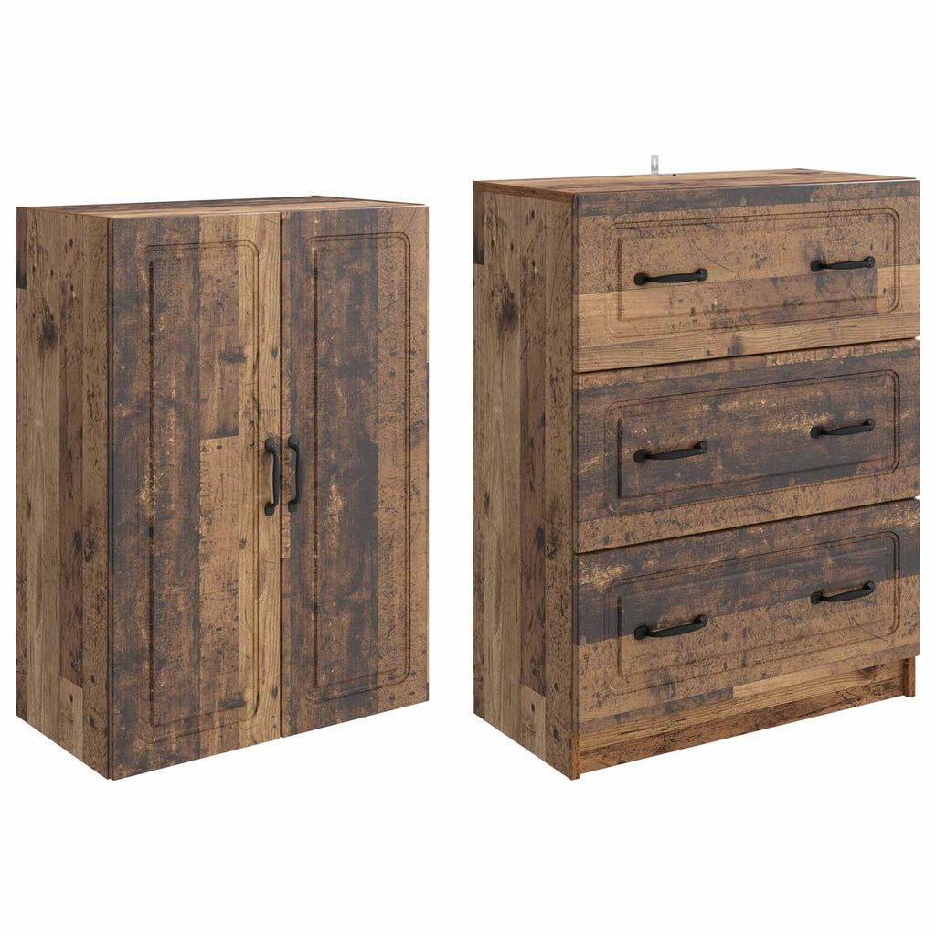 Schrankset 2 pcs Altholz 66 x 34,5 x 87 cm Holzwerkstoff