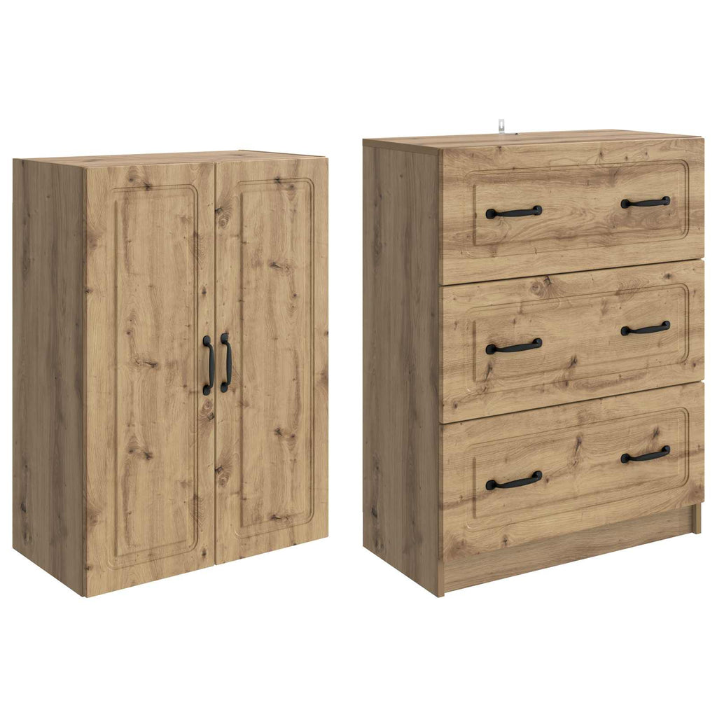 Schrankset 2 pcs Artisan-Eiche 66 x 34,5 x 87 cm Holzwerkstoff