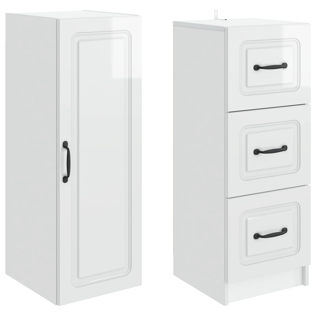 Schrankset 2 pcs Hochglanz Weiß 33 x 34,5 x 87 cm Holzwerkstoff